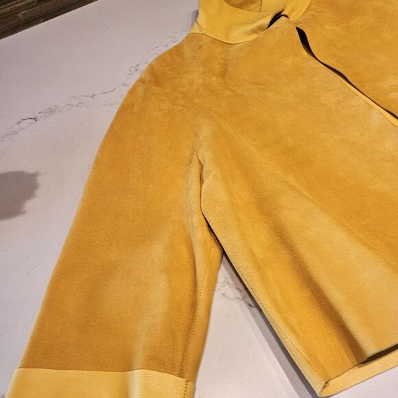 Dusan Mustard Yellow Suede Jacket.  Size M. - Picture 8 of 10